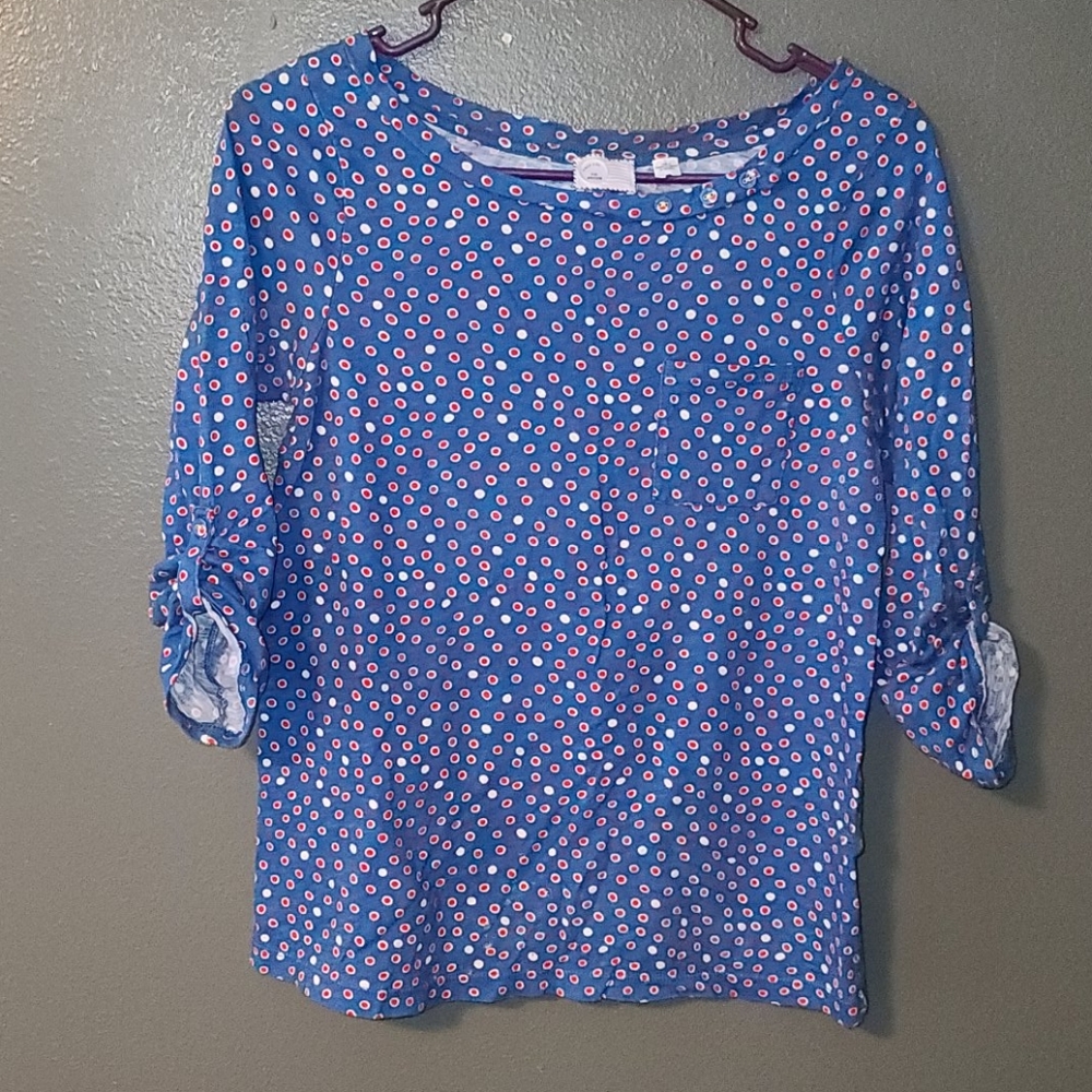 9-H15 STCL Anthropologie polka dot top size M